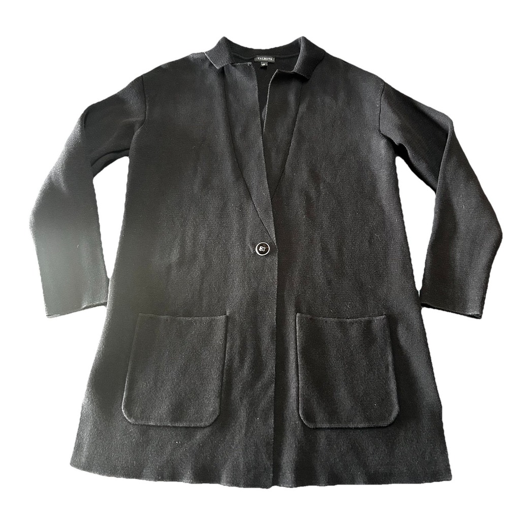 Talbots Black Long Cardigan Sweater Women's S Careercore Longline Capsule